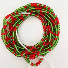 Load image into Gallery viewer, Red &amp; Green 50 inch Cotton Tie-On Waistbead
