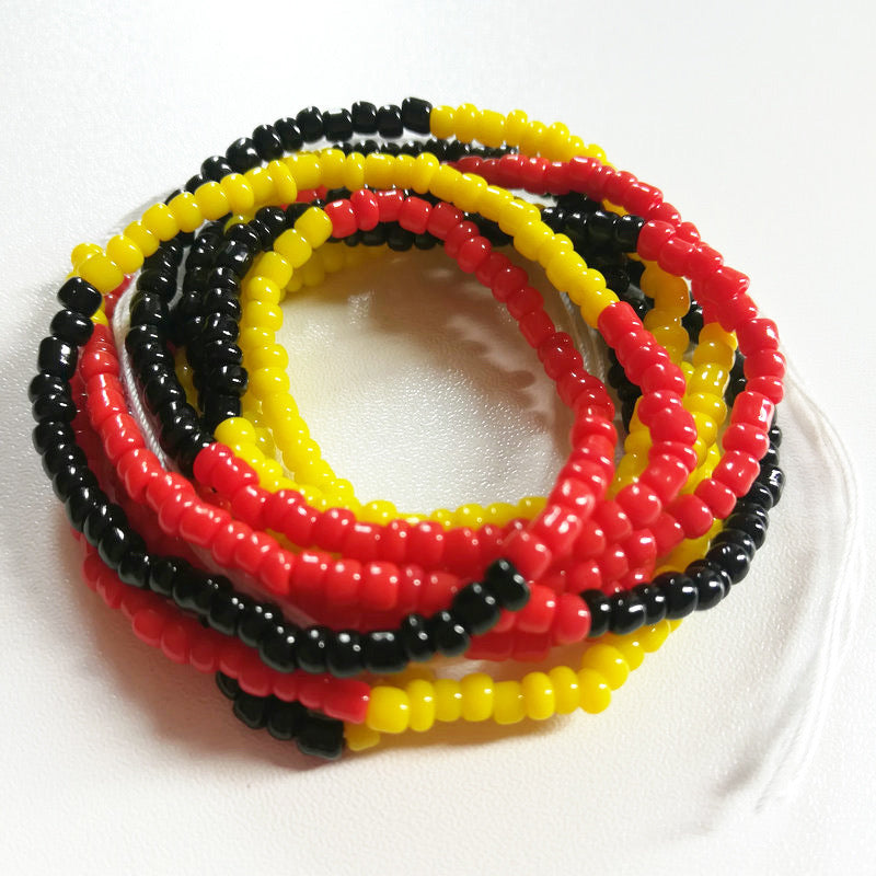 Red + Yellow + Black Tie-On Waistbead