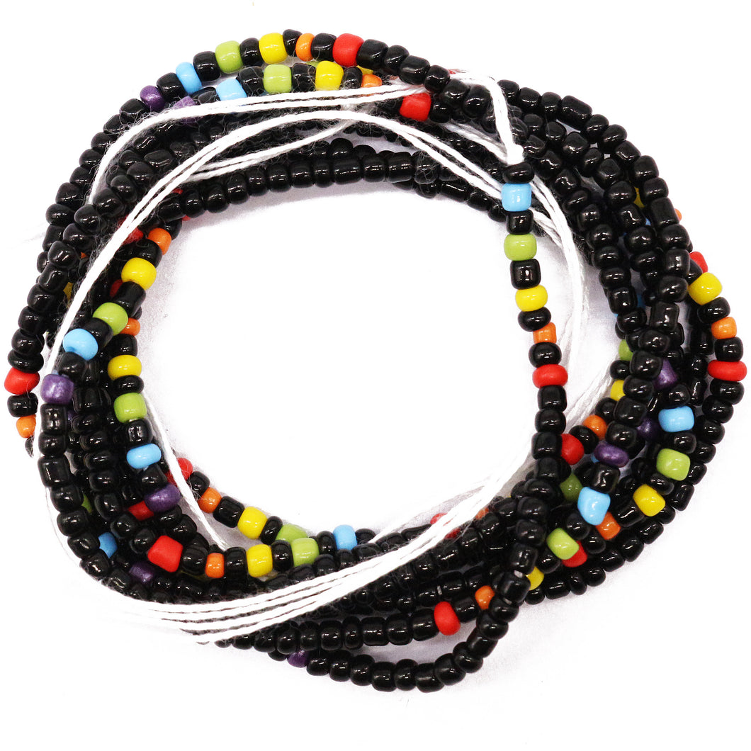 Black Rainbow Tie-On Waistbead