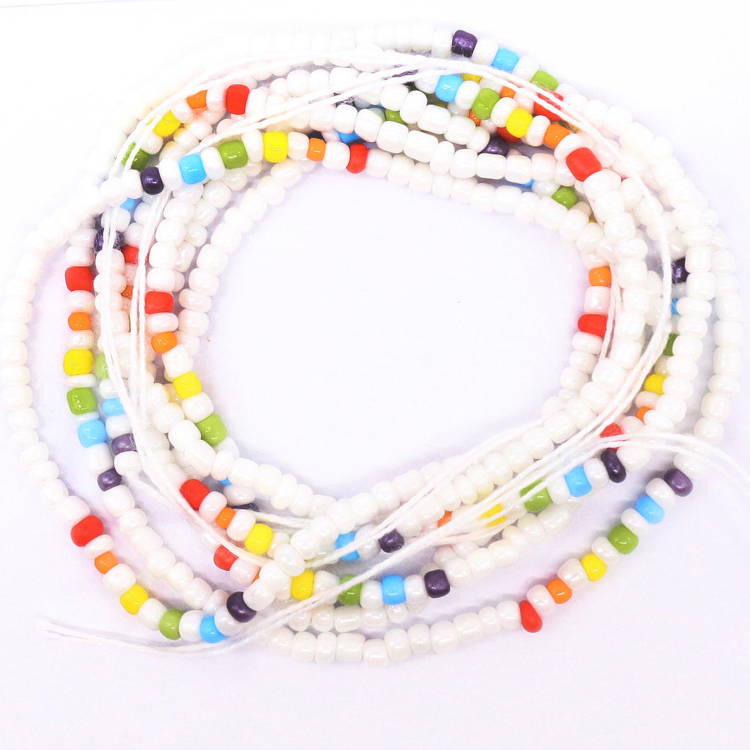 White Rainbow Tie-On Waistbead