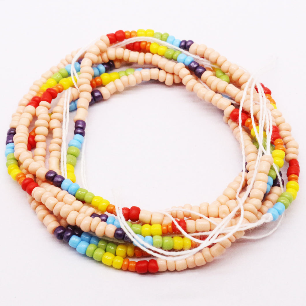 Peach Rainbow Tie-On Waistbead