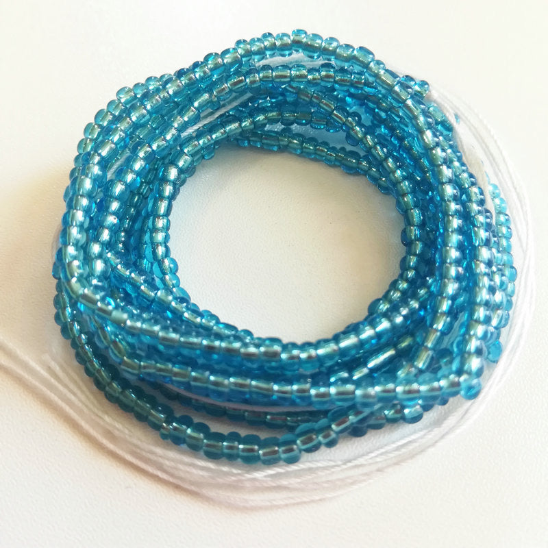 Sky Blue Glass Tie-On Waistbead