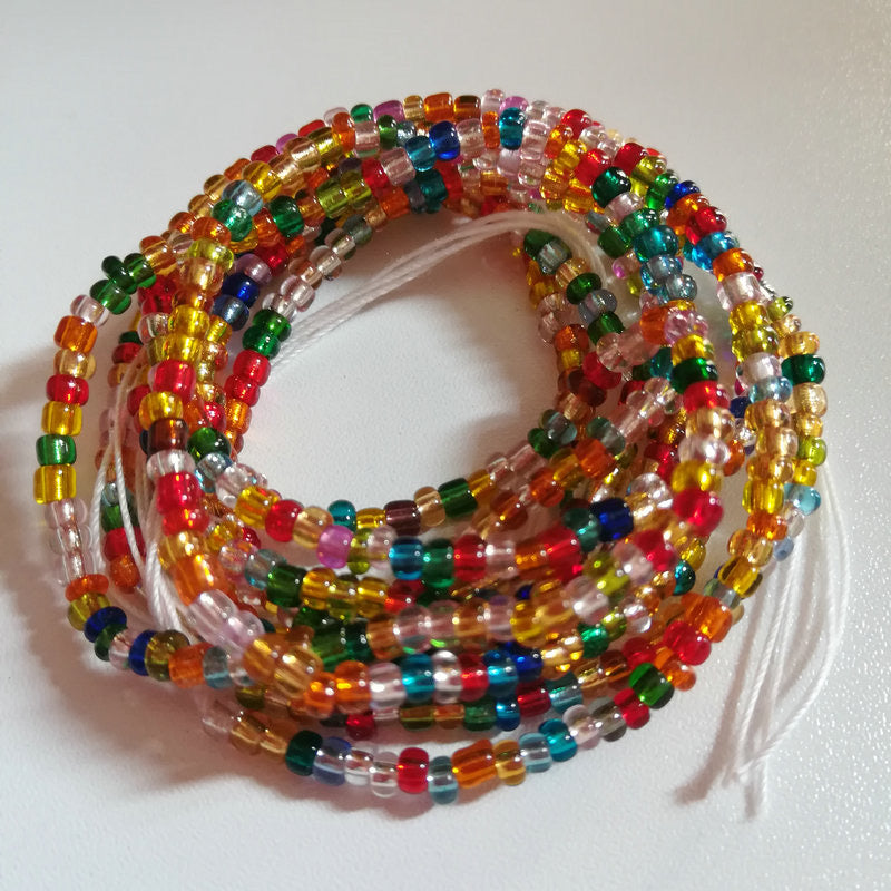 Multicolored Glass Tie-On Waistbead